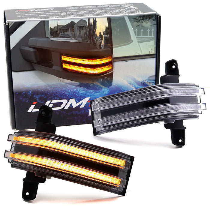 Clear Amber Sequential Blink LED Side Mirror Lamps For 15-19 Chevy GMC 2500 3500
