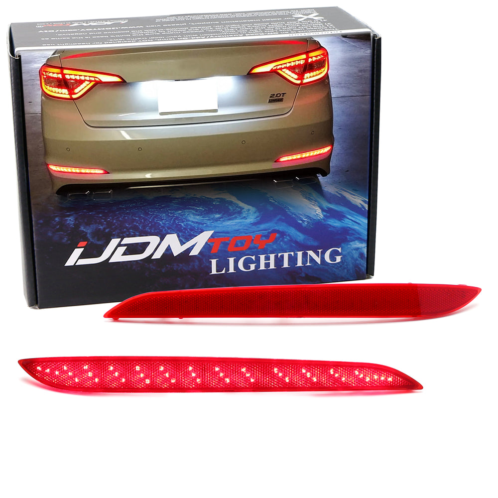 Full LED Bumper Reflector Brake/Sequential Signal Light For 15-17 Hyundai Sonata
