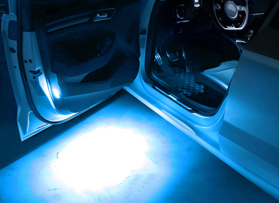 Aqua Ice Blue Full LED Footwell, Side/Under Door, Trunk Cargo Lights For Audi VW