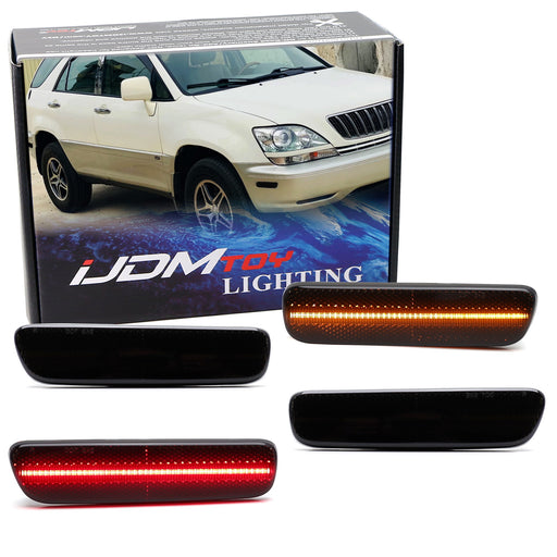 Smoked Lens Amber/Red Full LED Front/Rear Side Markers For Lexus 1999-2003 RX300