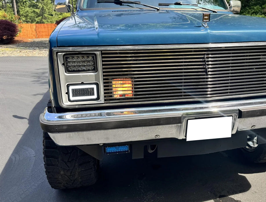 Smoked Lens White LED DRL & Amber Turn Signal Lights For Chevy/GMC C/K SUV Truck