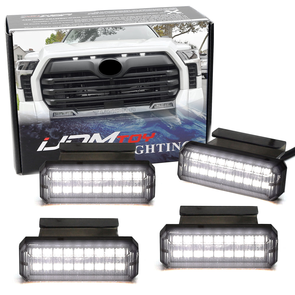 4pc Smoked Lens White Full LED Grille Accent Lighting Kit For Toyota 22+ Tundra