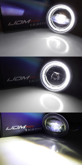 Black-Out 2-In-1 White 24W High Power LED Fog Lamps w/ Halo DRL For Toyota Truck