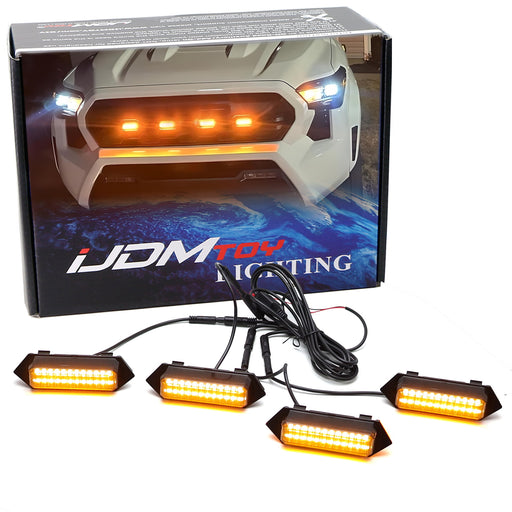 4pc Smoked Amber Full LED Front Grille Lighting Kit For 24-up Toyota Tacoma TRD