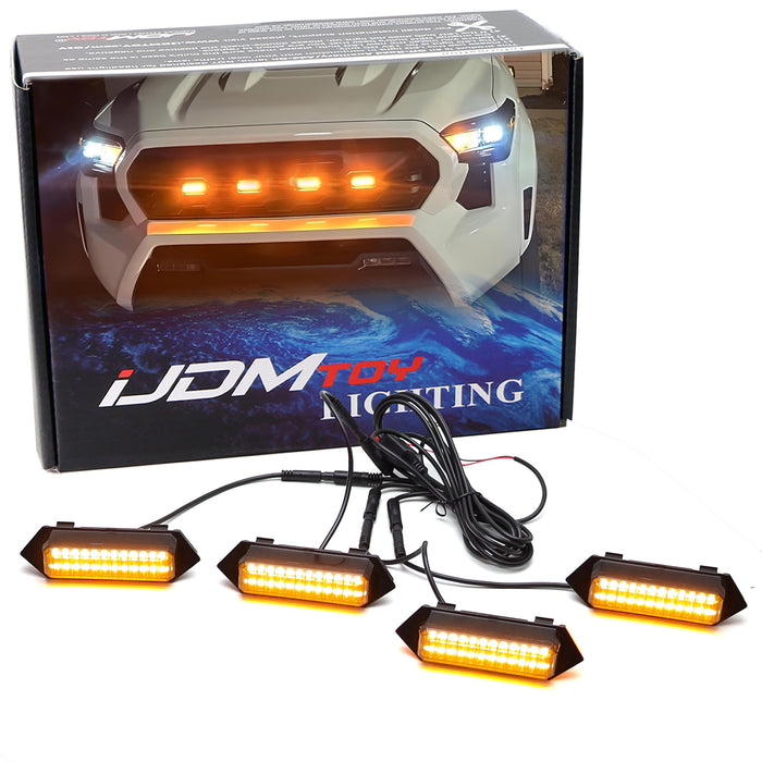 4pc Smoked Amber Full LED Front Grille Lighting Kit For 24-up Toyota Tacoma TRD