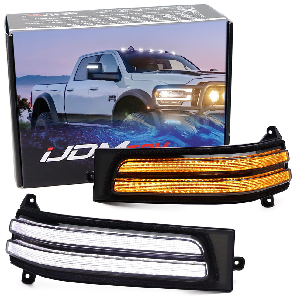 Smoke Switchback LED Sequential Blink Side Mirror Lights For 23-up RAM 2500 3500