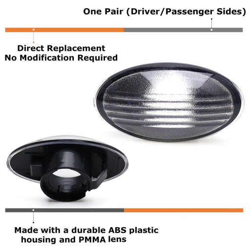 Clear/Black Inside Front Fender Side Marker Lenses For Gen1 R50 R52 R53 MKI MINI