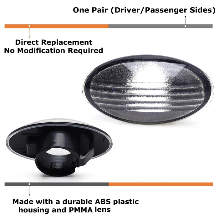 Clear/Black Inside Front Fender Side Marker Lenses For Gen1 R50 R52 R53 MKI MINI