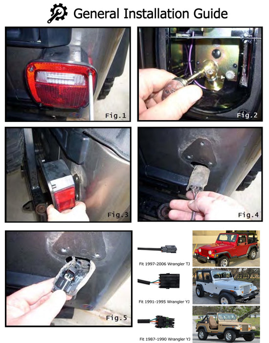 JL Style Clear Lens Full LED Taillamps For Jeep 76-06 CJ5 CJ7 CJ8 Wrangler YJ TJ