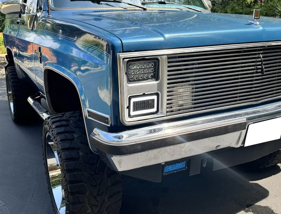 Smoked Lens White LED DRL & Amber Turn Signal Lights For Chevy/GMC C/K SUV Truck