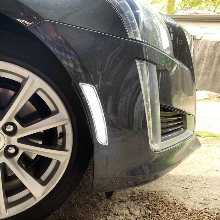 Smoked Lens Front White LED Side Marker Lights For Chevy Camaro Cadillac ATS CTS