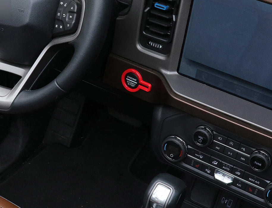 Red Engine Push Start Button Surrounding Decoration Trim For Ford 21-up Bronco