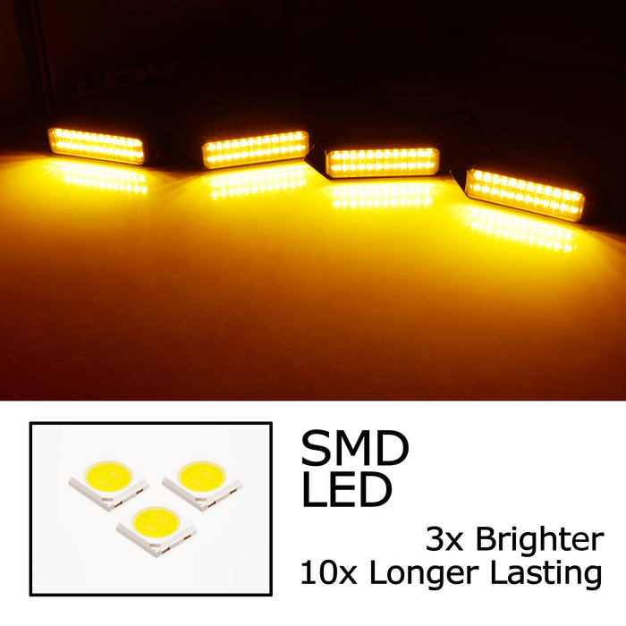 4pc Smoked Amber Full LED Front Grille Lighting Kit For 24-up Toyota Tacoma TRD