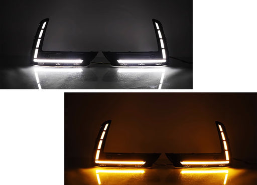 L-Shape White/Amber Switchback LED Daytime Running Light Kit For Honda Gen6 CR-V