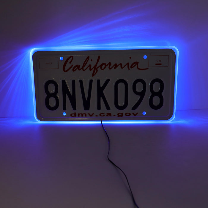 JDM Style Blue LED Illuminated Background Light Frame Kit For US  License Plate