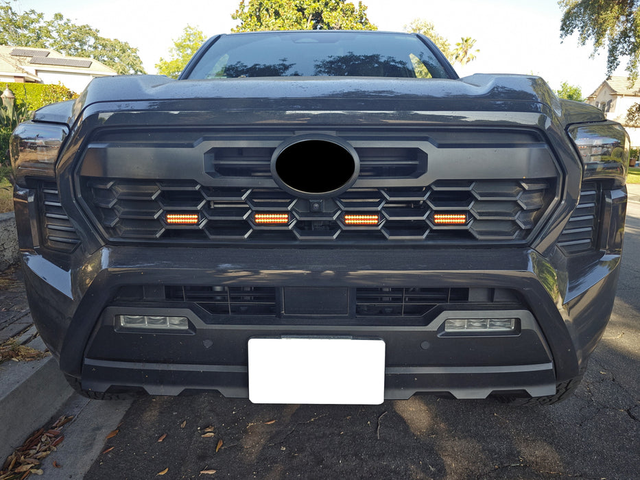 4pc Smoked Amber Full LED Front Grille Lighting Kit For 24-up Toyota Tacoma TRD