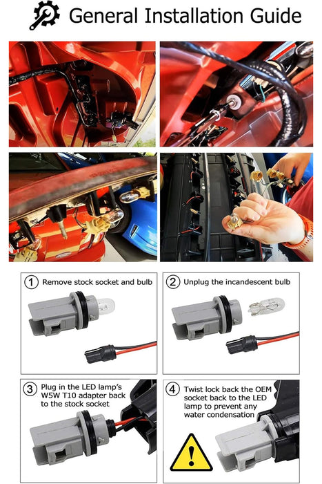 Step-by-step guide on installing LED lamps with detailed illustrations.