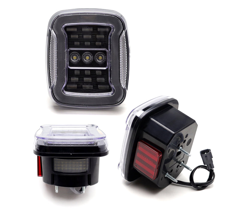 JL Style Clear Lens Full LED Taillamps For Jeep 76-06 CJ5 CJ7 CJ8 Wrangler YJ TJ