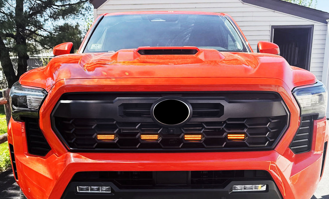 4pc Smoked Amber Full LED Front Grille Lighting Kit For 24-up Toyota Tacoma TRD
