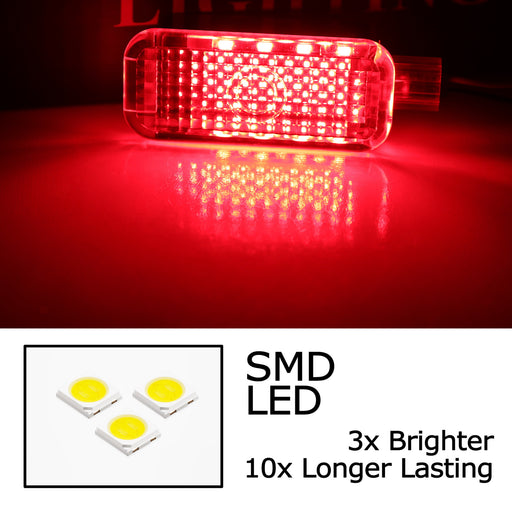 (2) Red Full LED Footwell, Side/Under Door/Dash, Trunk Cargo Lights For Audi VW