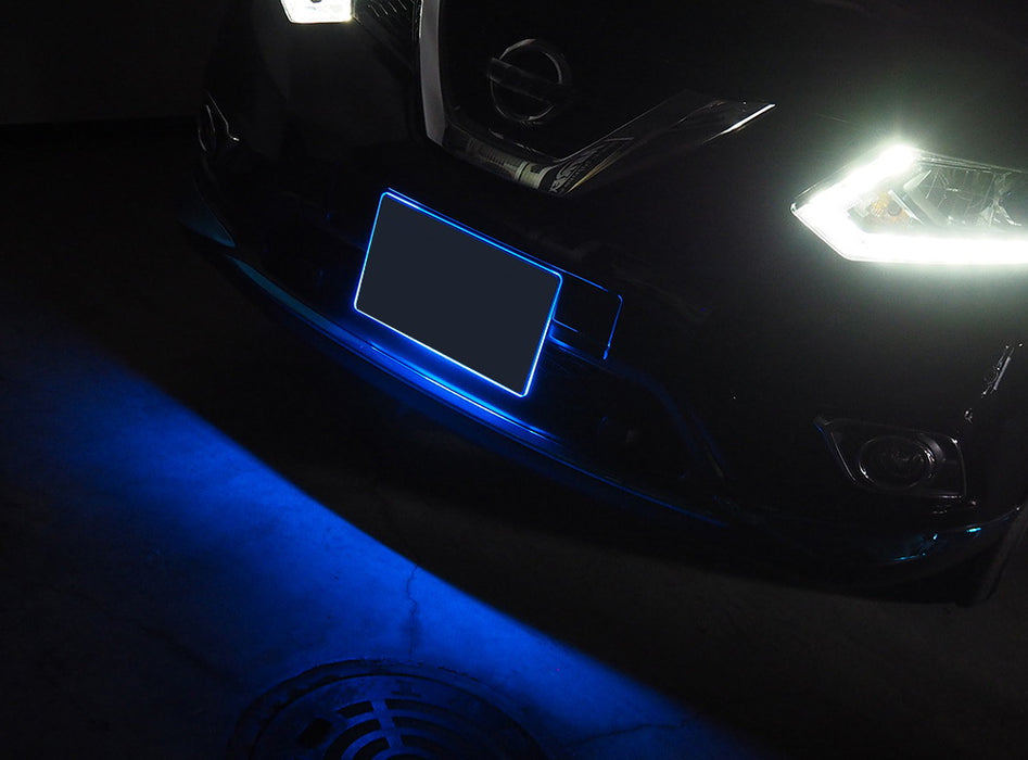 JDM Style Blue LED Illuminated Background Light Frame Kit For US  License Plate