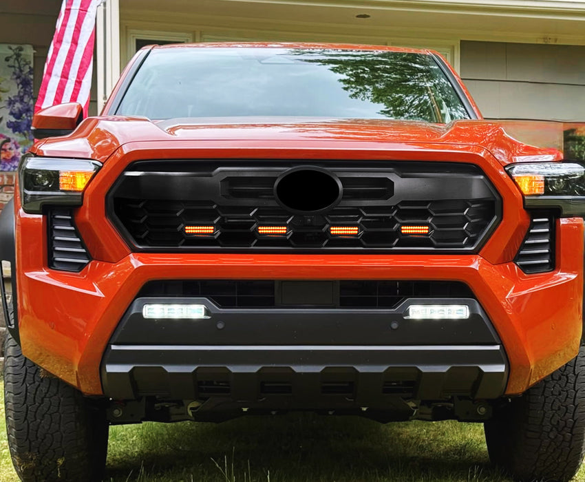 4pc Smoked Amber Full LED Front Grille Lighting Kit For 24-up Toyota Tacoma TRD