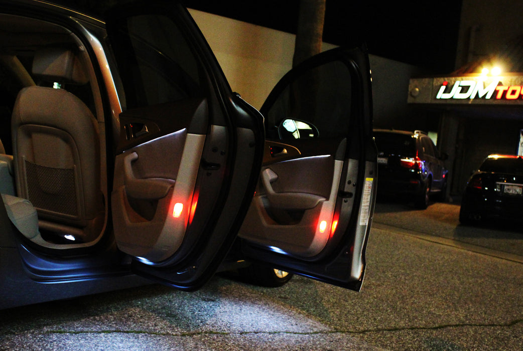 (2) Red Full LED Footwell, Side/Under Door/Dash, Trunk Cargo Lights For Audi VW