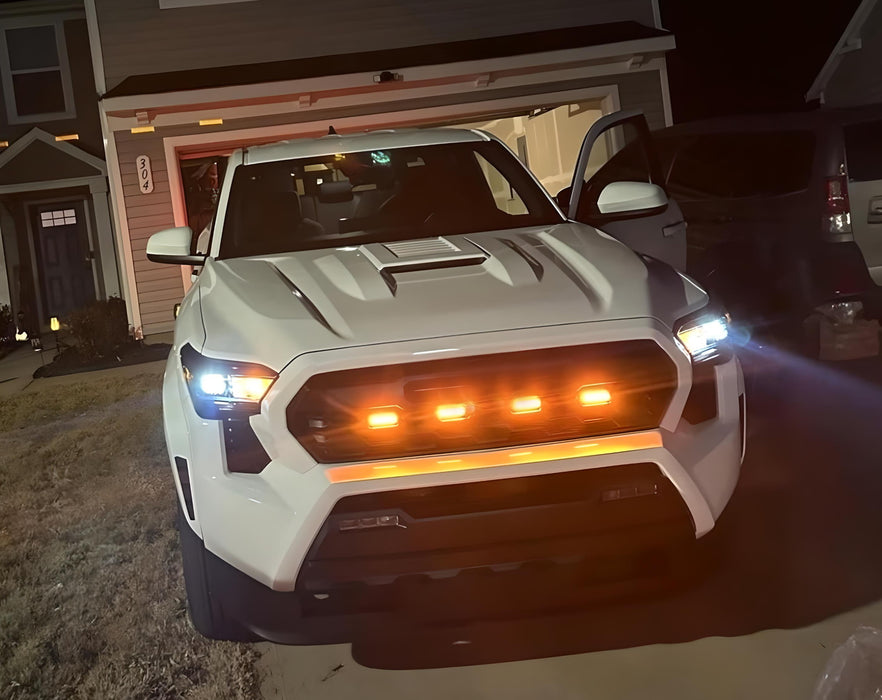 4pc Smoked Amber Full LED Front Grille Lighting Kit For 24-up Toyota Tacoma TRD