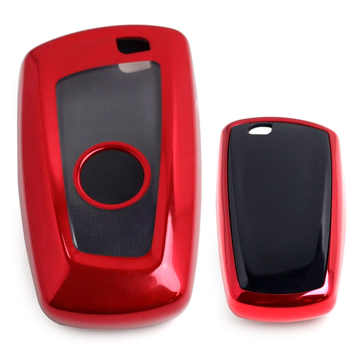 Chrome Red TPU Key Fob Case For BMW 1 2 3 4 5 6 7 Series X1 X3 X4 4-Button Key