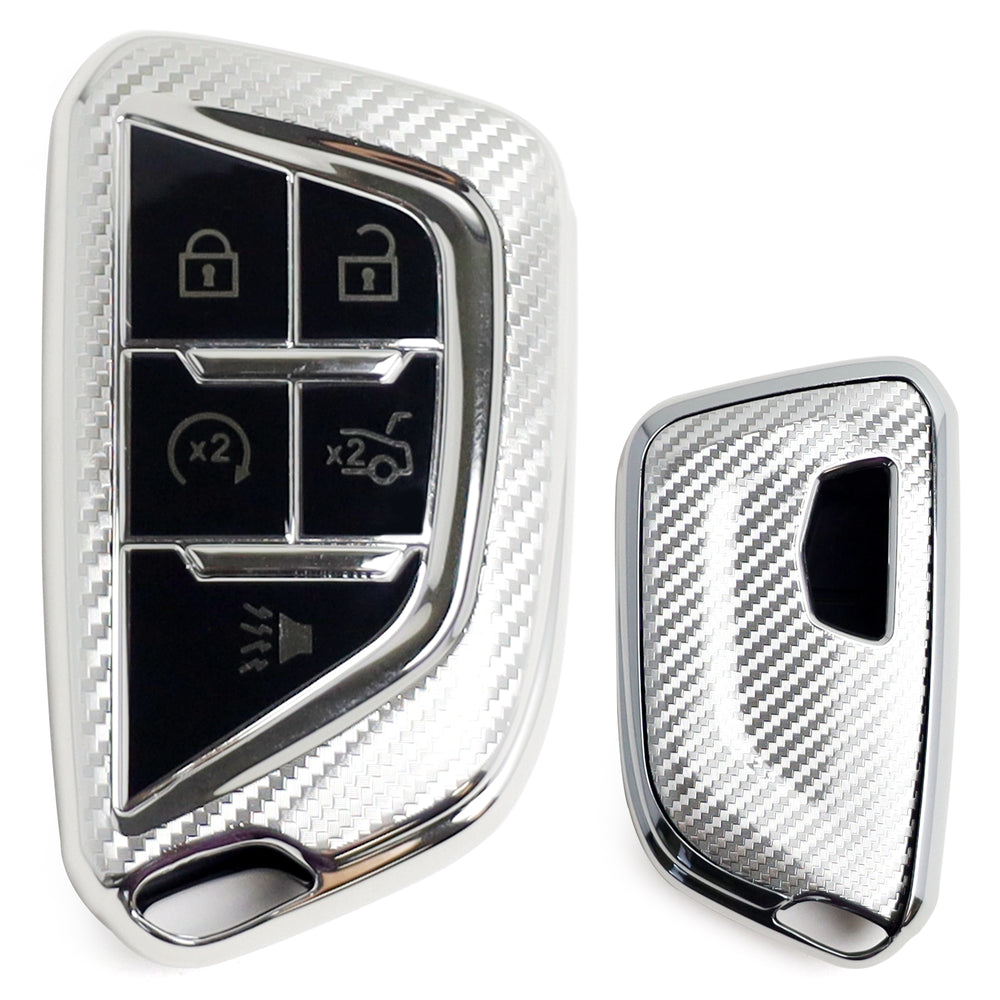 Silver Chrome TPU Key Fob Case For 2020-up Cadillac CT5 CT6 XTS XT4 XT5 ATS, etc