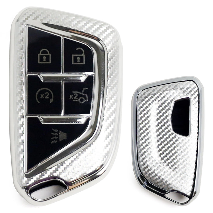 Silver Chrome TPU Key Fob Case For 2020-up Cadillac CT5 CT6 XTS XT4 XT5 ATS, etc