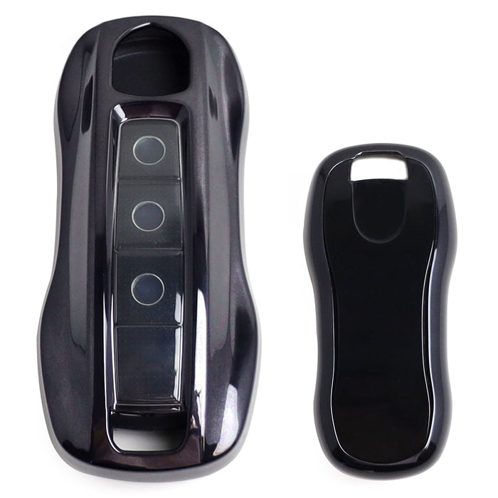 Black TPU Key Fob Cover w/ Button Cover Panel For 2017-up Porsche Panamera G2