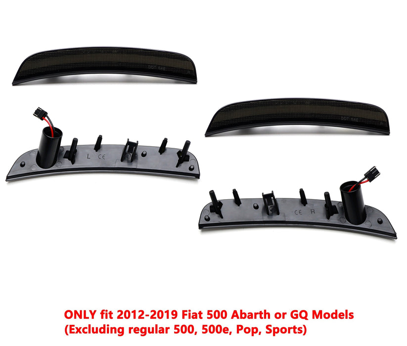 Smoke Lens Amber/Red LED Front/Rear Side Marker Lights For Fiat 11-19 500 Abarth