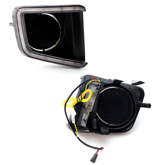 White/Amber Switchback LED Fog Bezel Daylight DRL Kit For Toyota 2014-21 Tundra