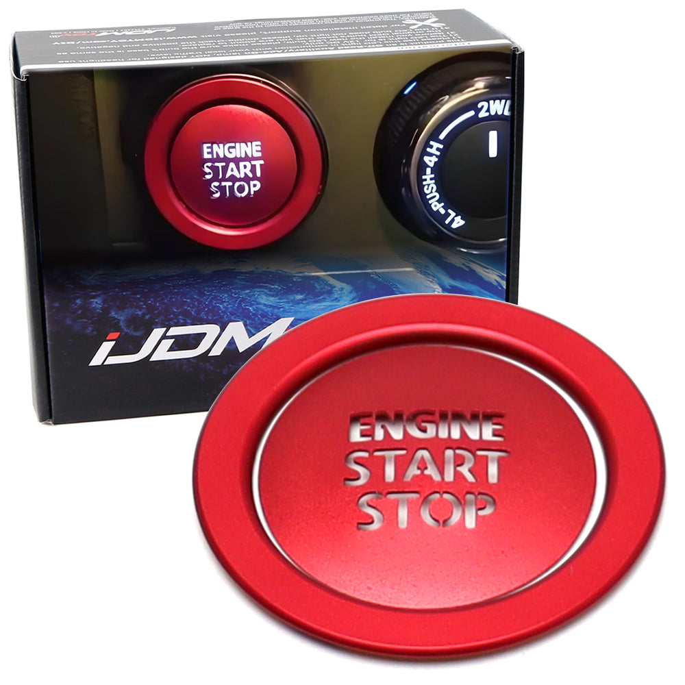 Sports Red "Engine Start/Stop" Push Start Button w/ Ring Trim For Newer Toyota