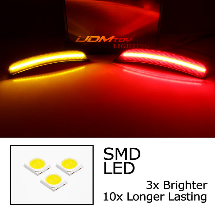 Smoke Lens Amber/Red Full LED Wheel Arch Side Marker Lights For 2011-19 Fiat 500