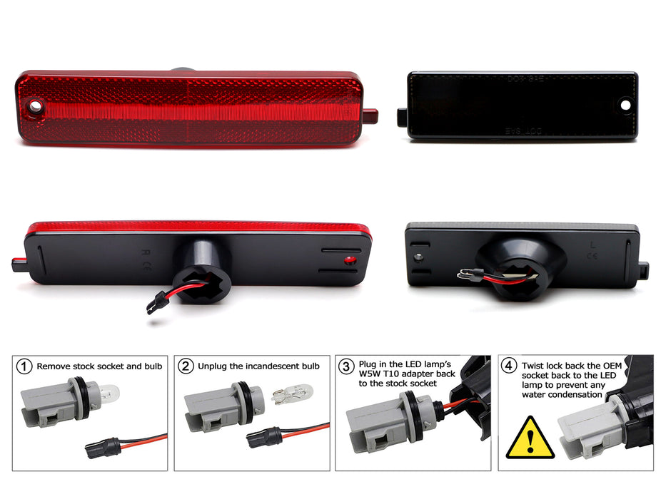 Smoked + Red Lens Full LED Front/Rear Side Markers For Pontiac 1998-02 Firebird