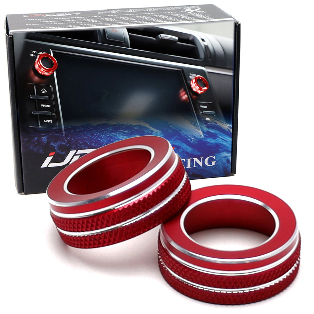 JDM Red Stereo/Radio Vol/Tune Knob Cover Rings For 2022+ Subaru BRZ To iJDMTOY.com JDM Red Stereo/Radio Vol/Tune Knob Cover Rings For 2022+ Subaru BRZ To iJDMTOY.com