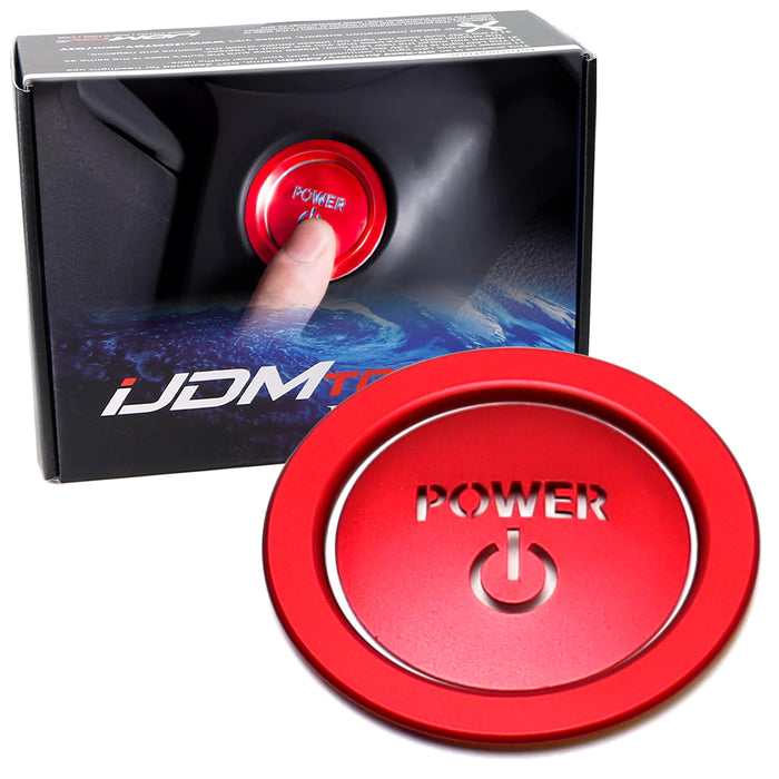 Sports Red "Power Symbol" Push Start Button w/Ring Trim For Toyota Hybrid EV etc