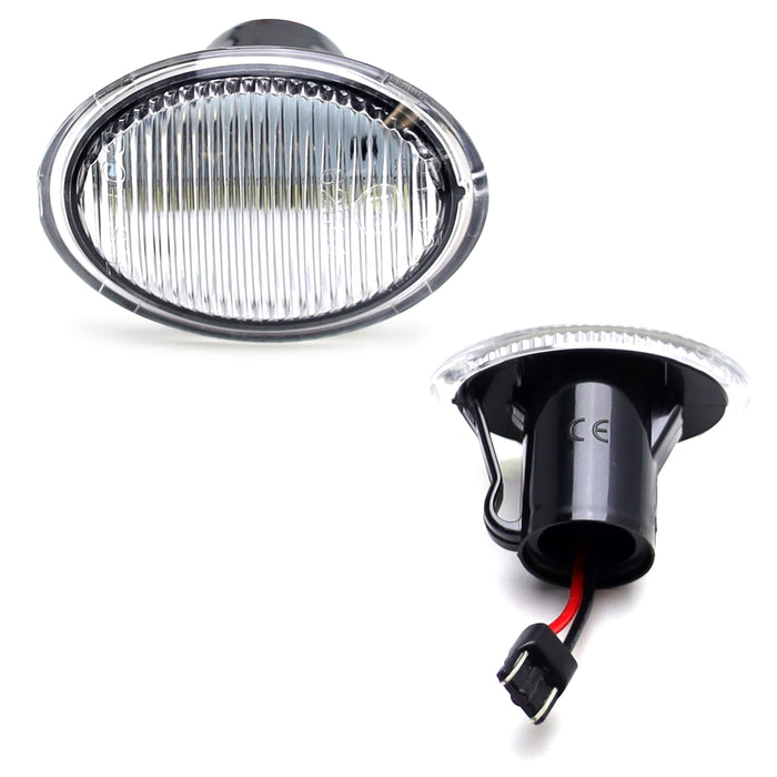 Clear Lens White Full LED Side Marker Lights For 07-19 Fiat 500 500e 500c Abarth
