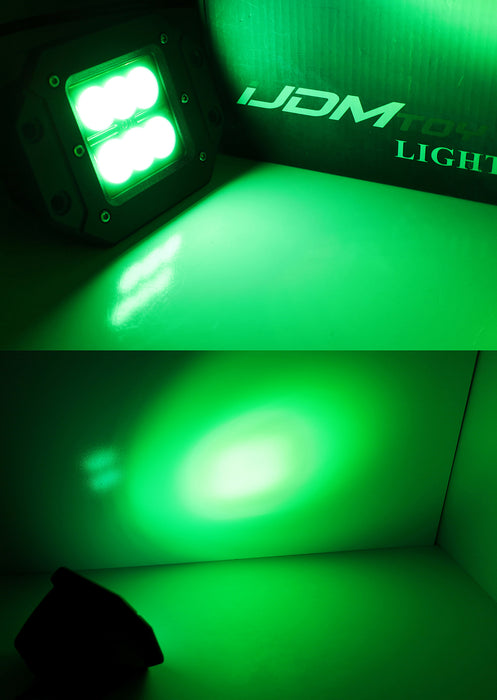 Green Lens 3-In Flush Mount 24W High Power LED Pod Lights For Jeep Truck SUV ATV