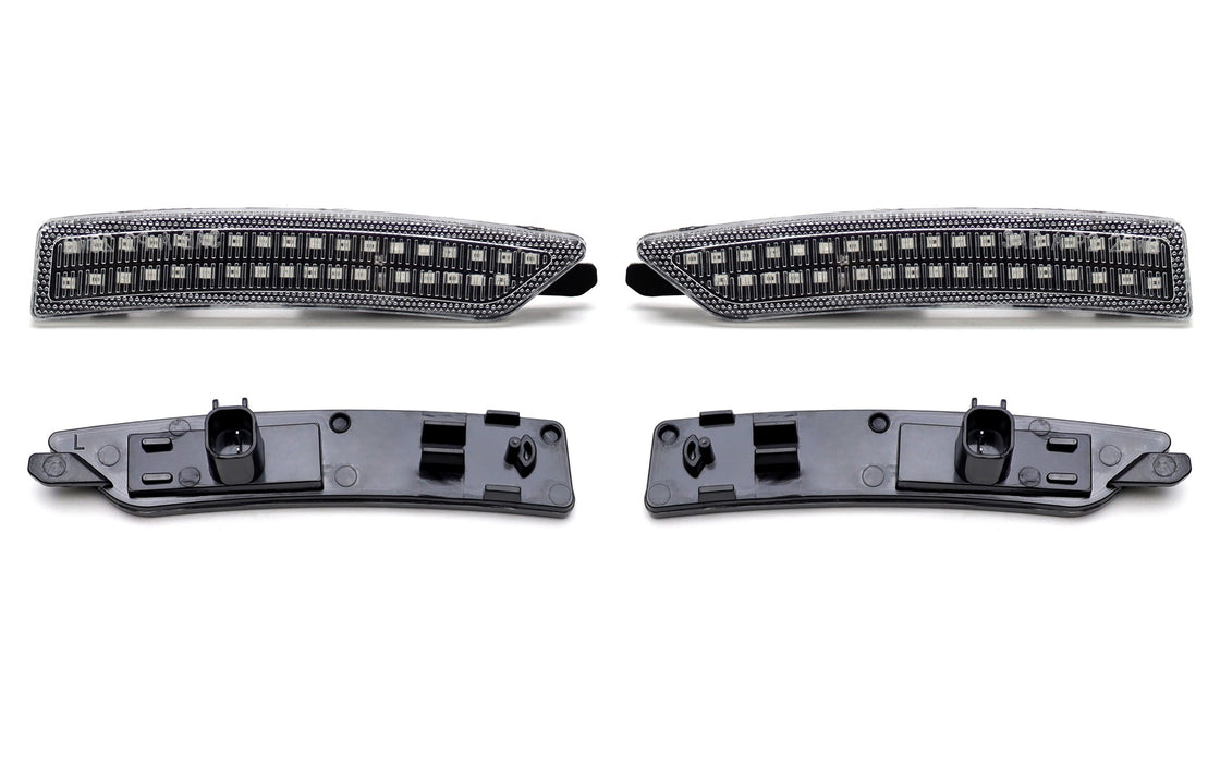 Clear Lens Amber/Red LED Front + Rear Side Marker Light Kit For Ford 24+ Mustang