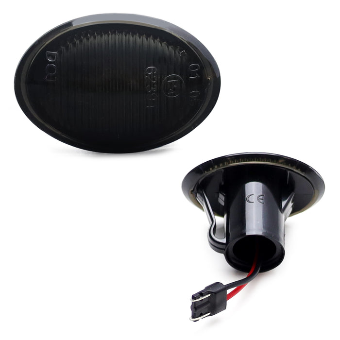 Smoke Lens White Full LED Side Marker Lights For 07-19 Fiat 500 500e 500c Abarth
