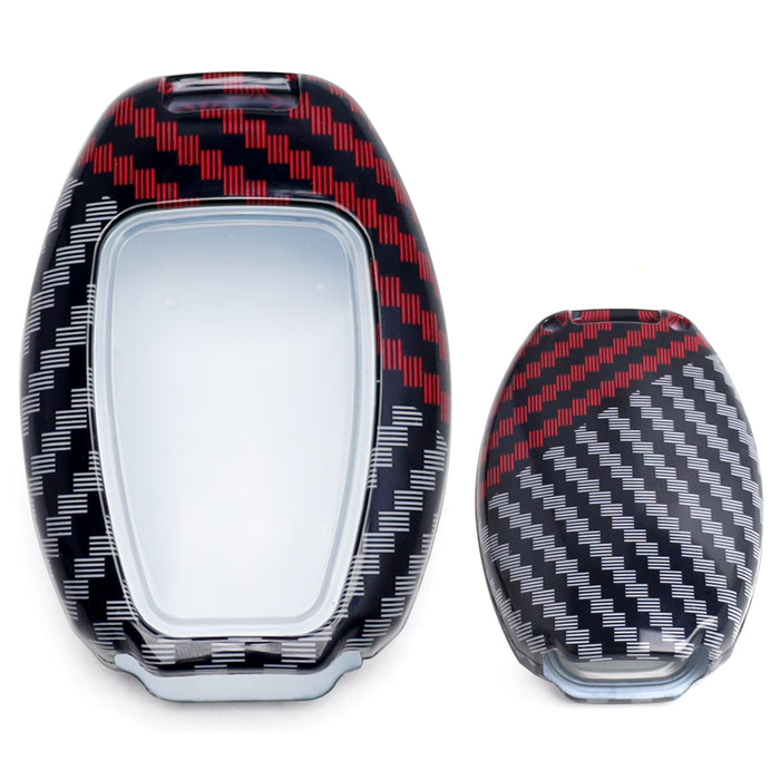 Black/Red Carbon Pattern Hard Cover For Mercedes Gen2 Teardrop Shape Smart Key
