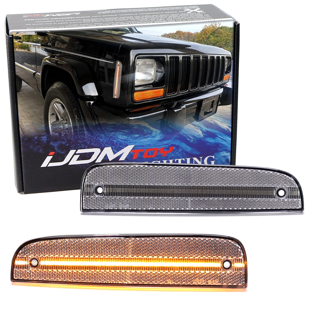 Clear Lens Amber Full LED Front Side Marker Lights For Jeep 1997-01 Cherokee LCI