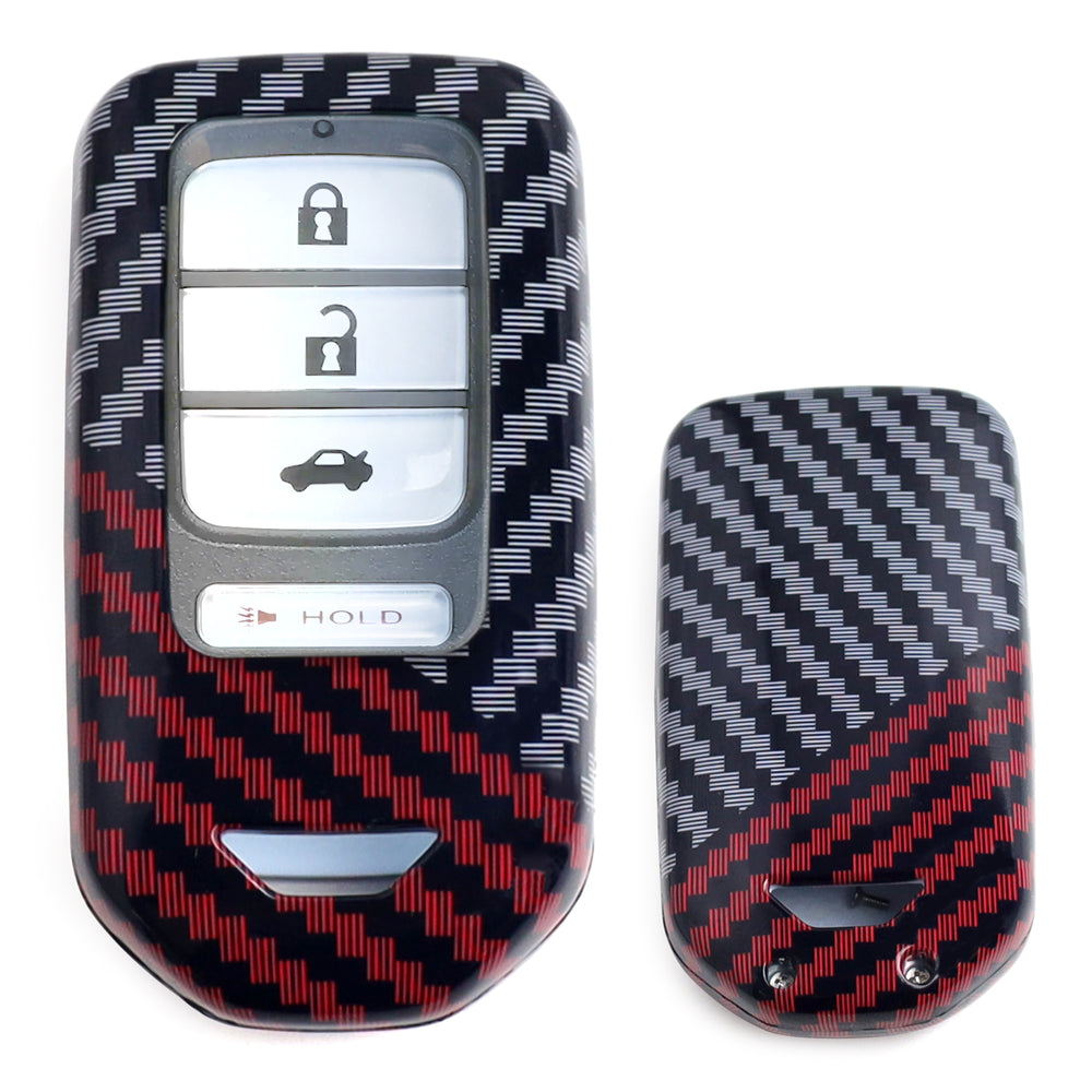 Black/Red Carbon Pattern Hard Key Cover For Honda Accord Civic CR-V HR-V Odyssey