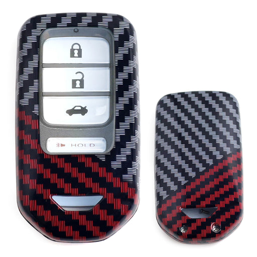 Black/Red Carbon Pattern Hard Key Cover For Honda Accord Civic CR-V HR-V Odyssey