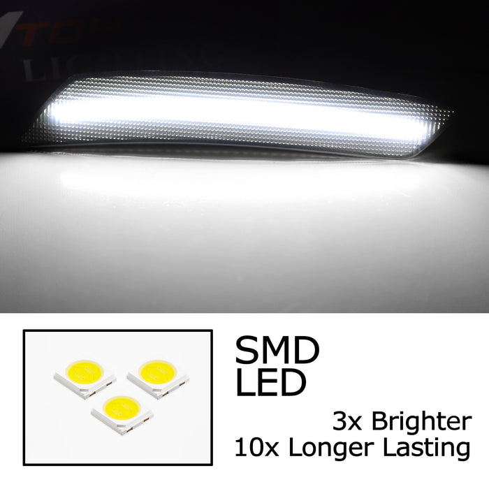 Smoked Lens White Full LED Front Bumper Side Markers For Chevu 2022-2024 Equinox