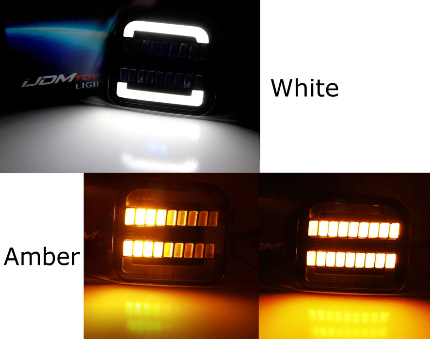 Smoked Full LED White Halo/Amber Sequential Blink Front Turn Signal For 06-10 H3