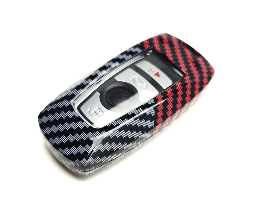 Black/Red Carbon Pattern Hard Key Cover For BMW 1 2 3 4 5 6 7 Series Fxx Chassis